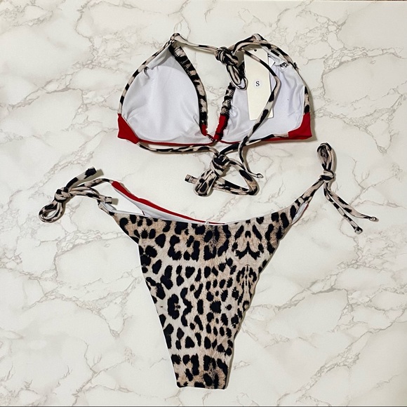 Leopard Print and Solid Swimsuit - Picture 6 of 6